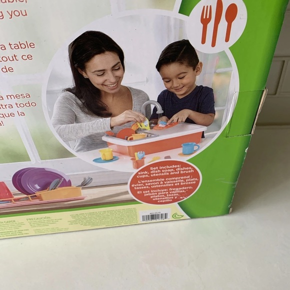 Toys R Us Just Like Home Pretend Kitchen Sink Pumps Water Dish Set Drying Rack - Picture 4 of 15